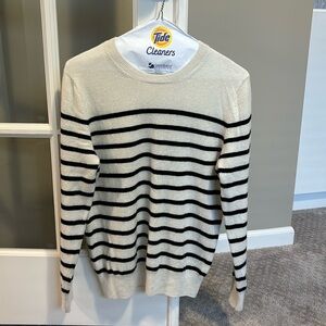 Quince Ivory and Black Stripe Cashmere sweater